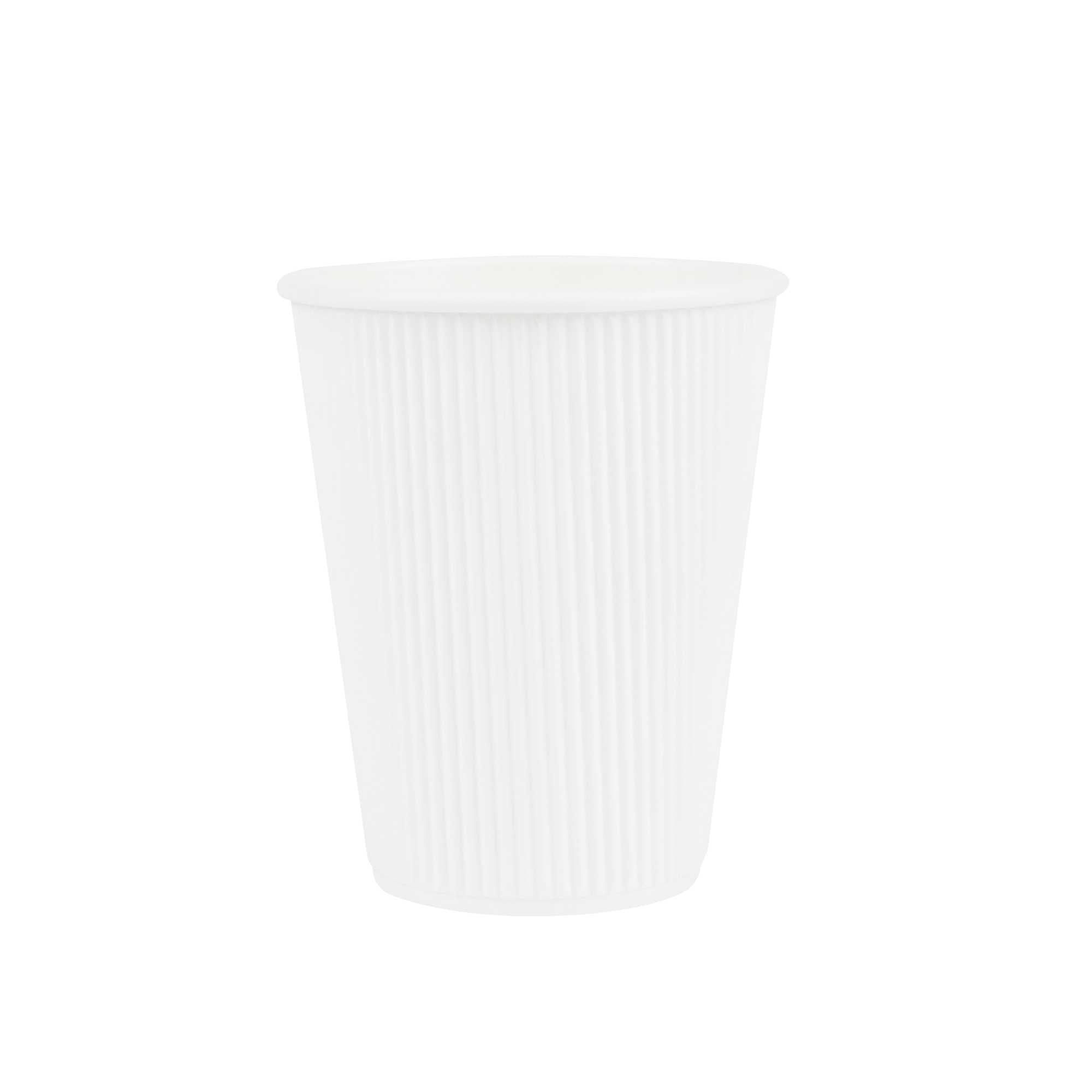 Restpresso 12 oz White Paper Coffee Cup - Ripple Wall - 3 1/2" x 3 1/2" x 4 1/4" - 25 count box