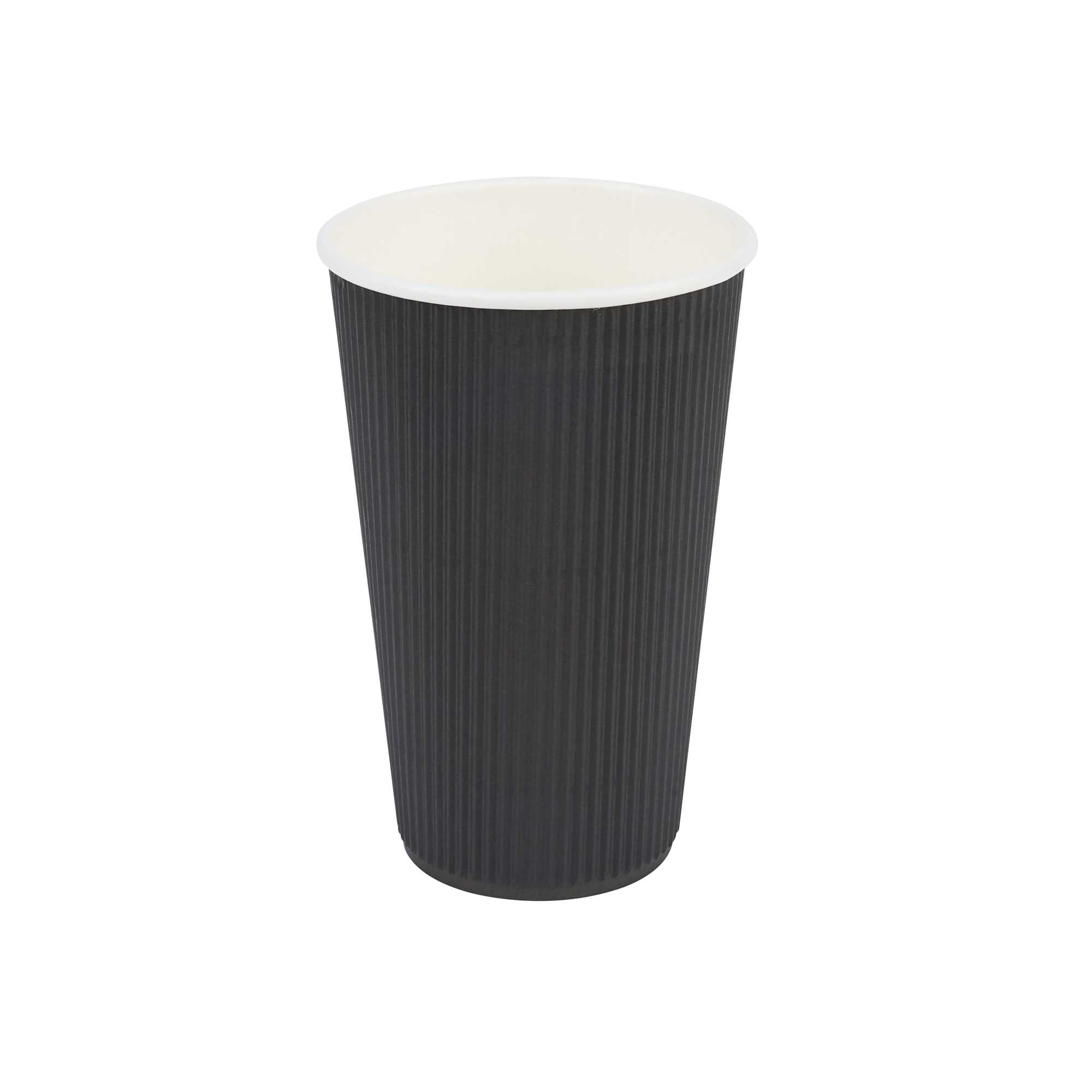 Restpresso 16 oz Black Paper Coffee Cup - Ripple Wall - 3 1/2" x 3 1/2" x 5 1/2" - 25 count box