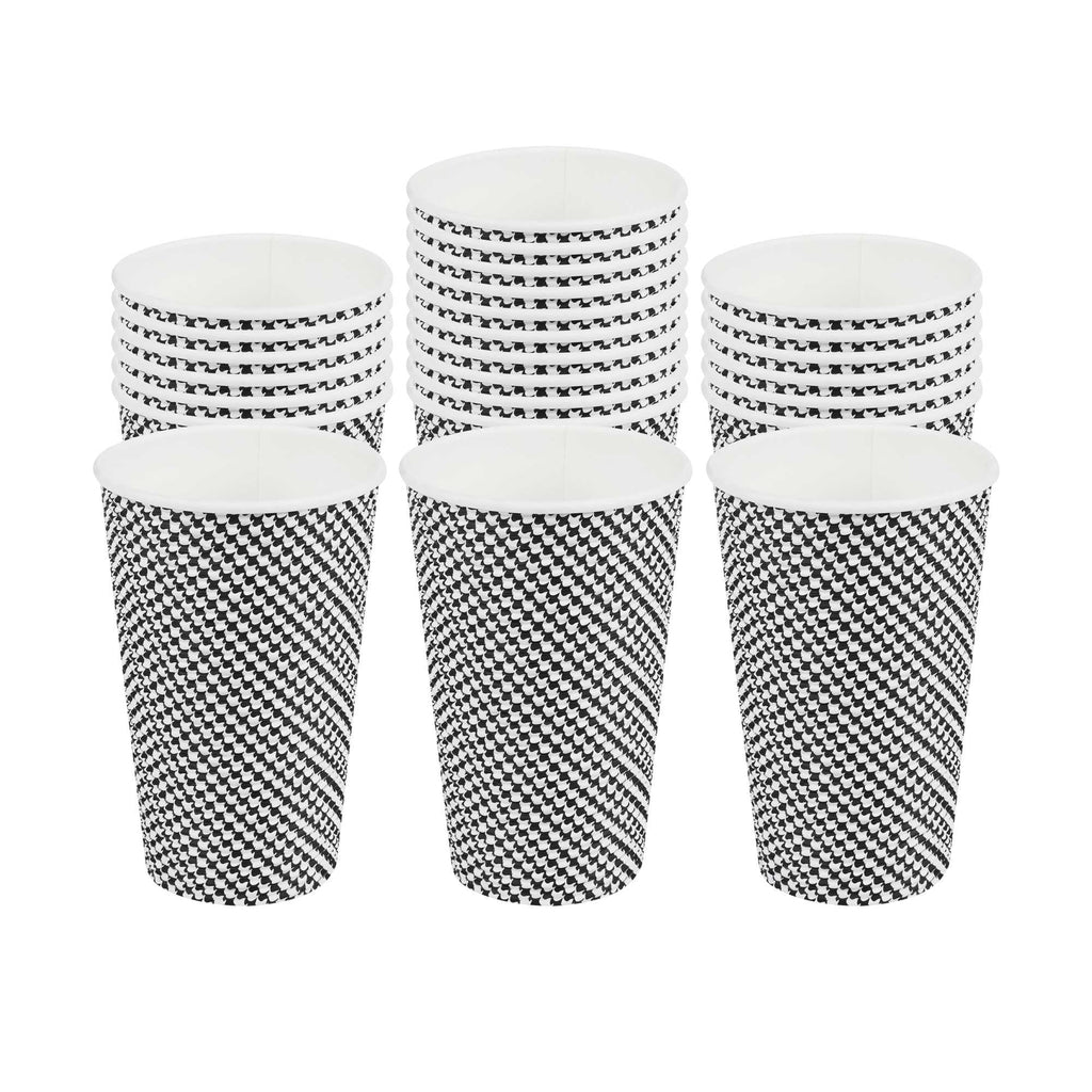 Restpresso 16 oz Houndstooth Paper Coffee Cup - Spiral Wall - 3 1/2" x 3 1/2" x 5 1/2" - 500 count box