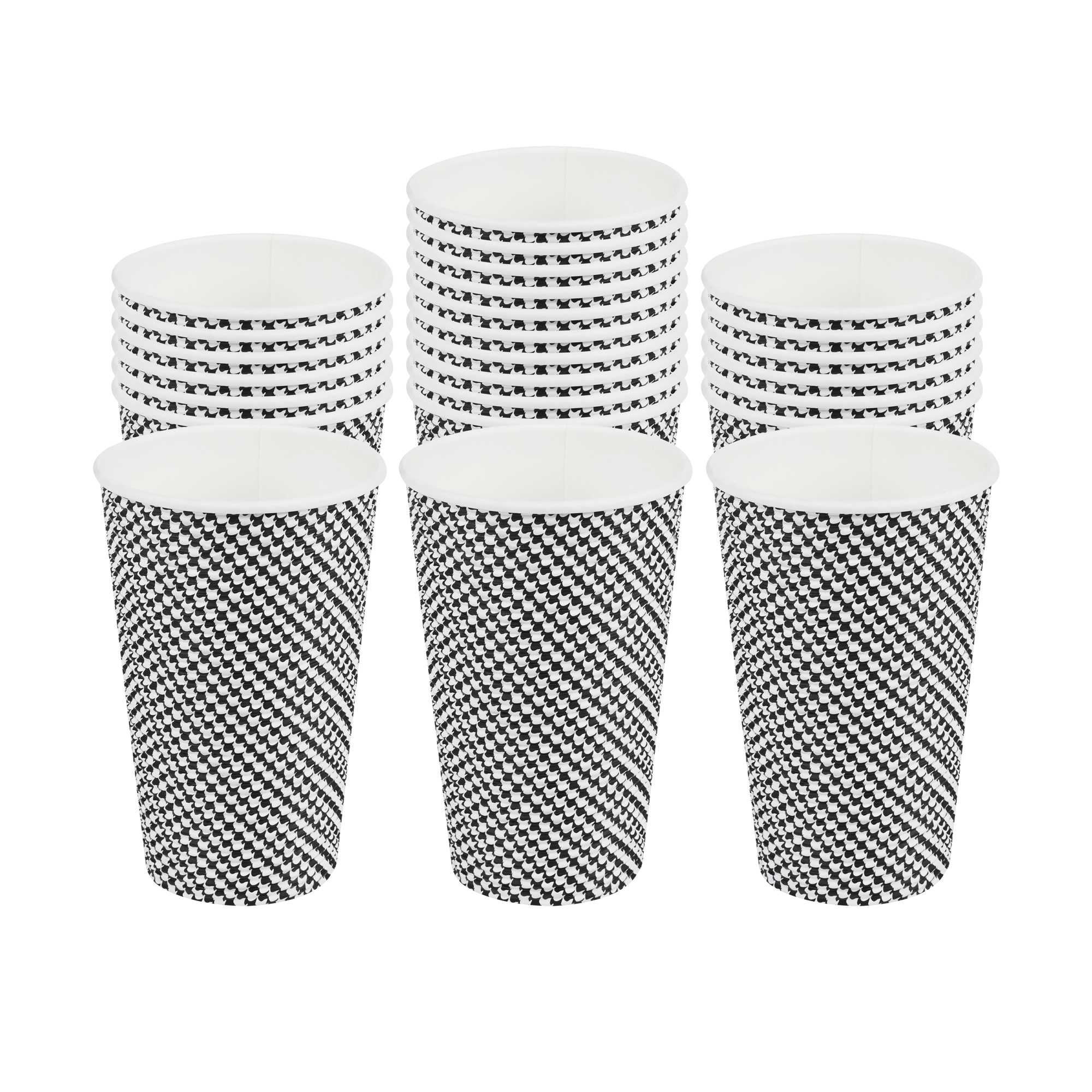 Restpresso 16 oz Houndstooth Paper Coffee Cup - Spiral Wall - 3 1/2" x 3 1/2" x 5 1/2" - 25 count box