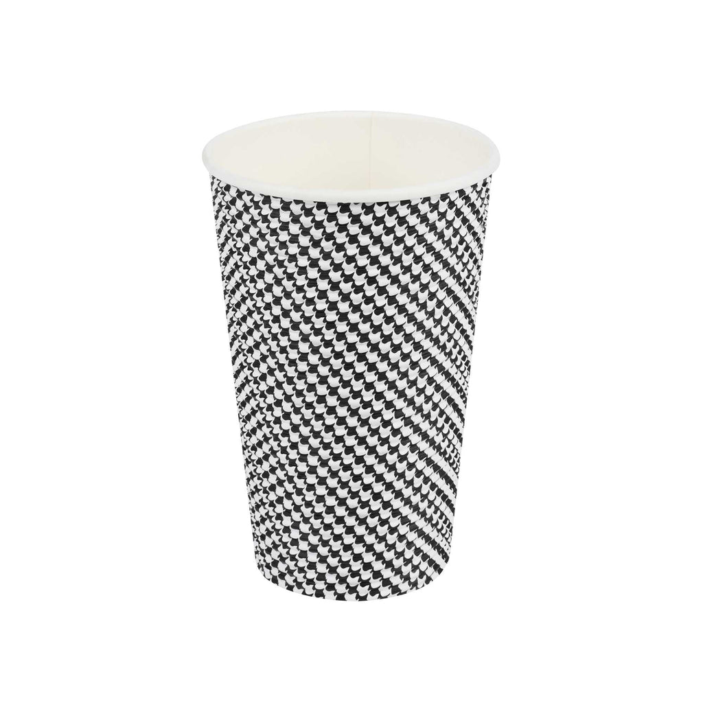 Restpresso 16 oz Houndstooth Paper Coffee Cup - Spiral Wall - 3 1/2" x 3 1/2" x 5 1/2" - 25 count box