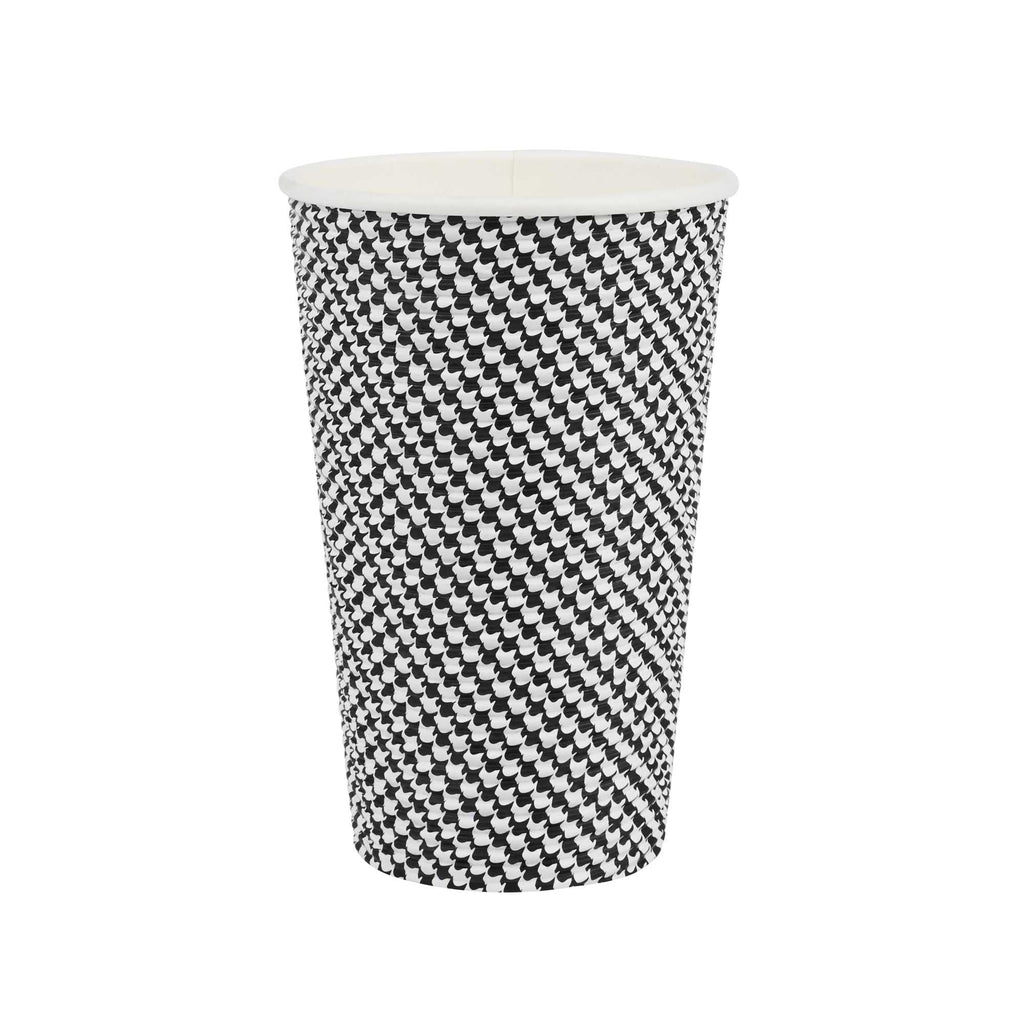 Restpresso 16 oz Houndstooth Paper Coffee Cup - Spiral Wall - 3 1/2" x 3 1/2" x 5 1/2" - 500 count box