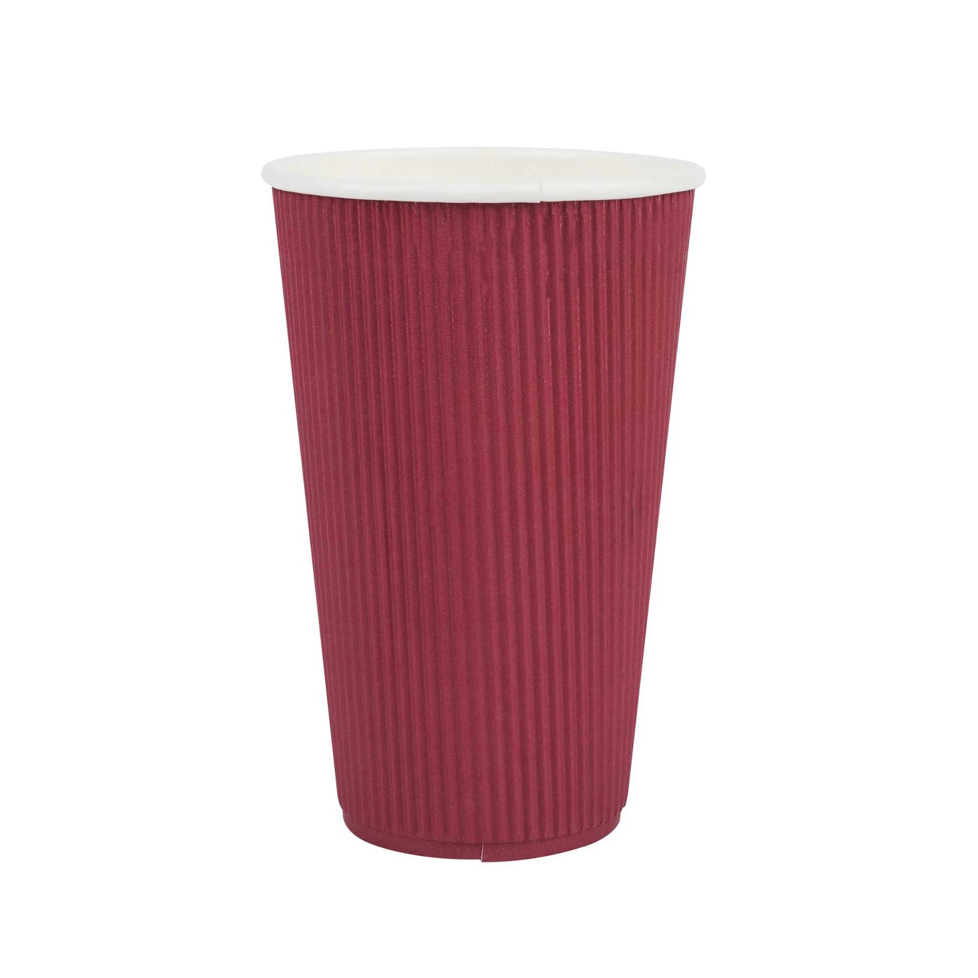 Restpresso 16 oz Crimson Paper Coffee Cup - Ripple Wall - 3 1/2" x 3 1/2" x 5 1/2" - 500 count box