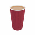 Restpresso 16 oz Crimson Paper Coffee Cup - Ripple Wall - 3 1/2" x 3 1/2" x 5 1/2" - 500 count box