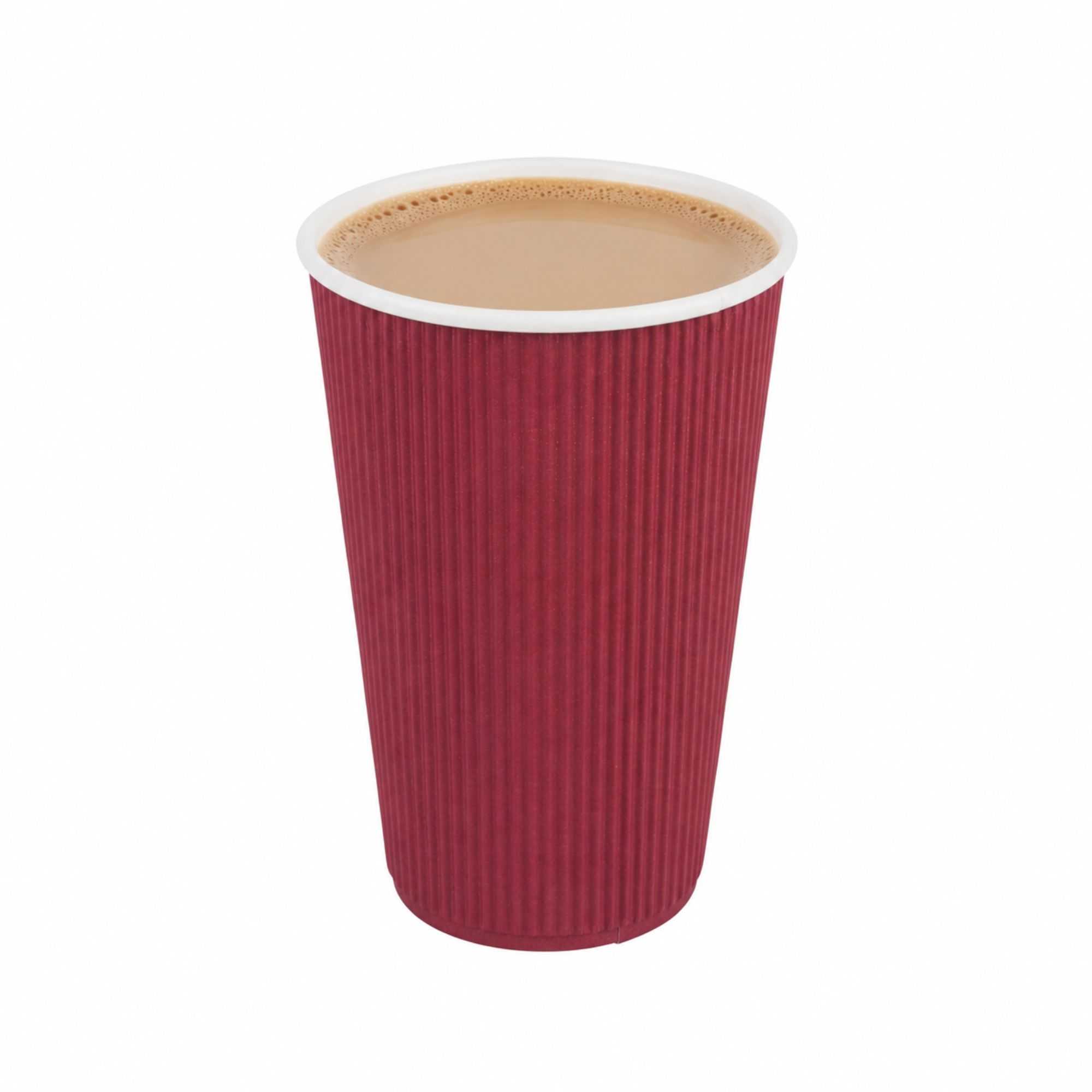 Restpresso 16 oz Crimson Paper Coffee Cup - Ripple Wall - 3 1/2" x 3 1/2" x 5 1/2" - 500 count box