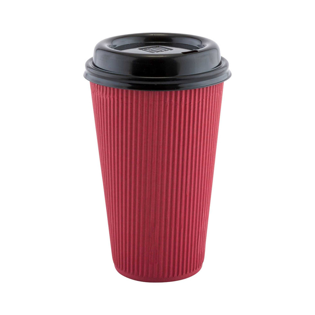 Restpresso 16 oz Crimson Paper Coffee Cup - Ripple Wall - 3 1/2" x 3 1/2" x 5 1/2" - 500 count box