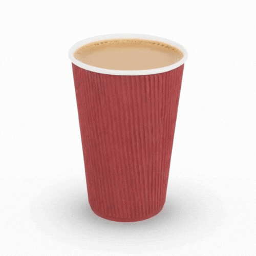 Restpresso 16 oz Crimson Paper Coffee Cup - Ripple Wall - 3 1/2" x 3 1/2" x 5 1/2" - 500 count box