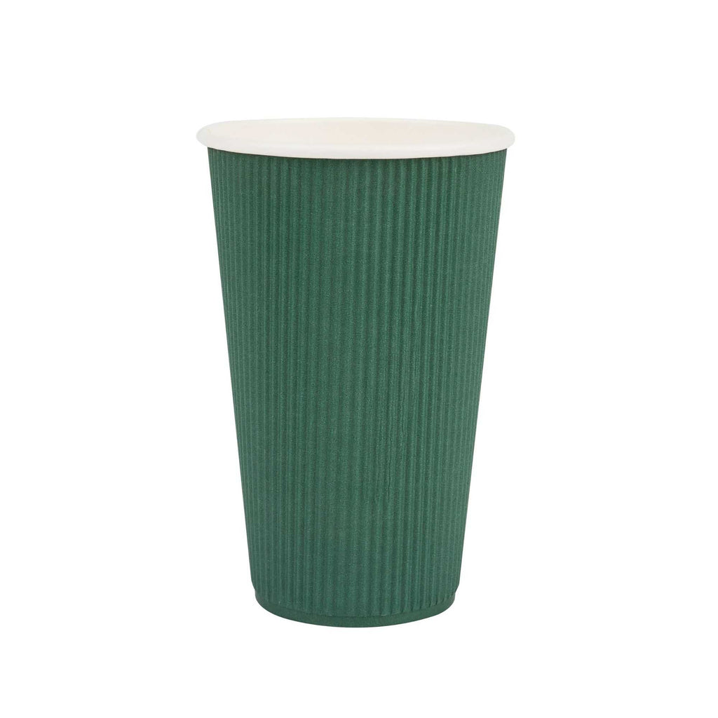 Restpresso 16 oz Forest Green Paper Coffee Cup - Ripple Wall - 3 1/2" x 3 1/2" x 5 1/2" - 500 count box