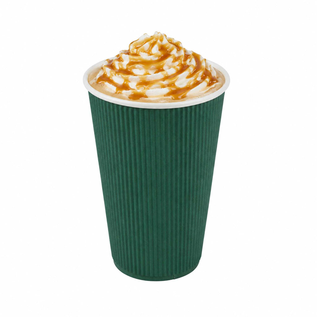 Restpresso 16 oz Forest Green Paper Coffee Cup - Ripple Wall - 3 1/2" x 3 1/2" x 5 1/2" - 500 count box