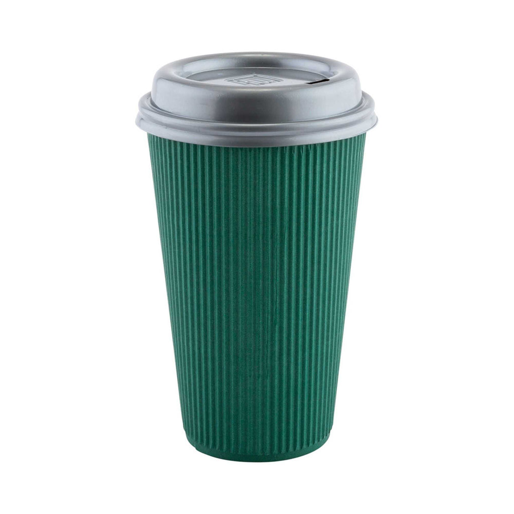 Restpresso 16 oz Forest Green Paper Coffee Cup - Ripple Wall - 3 1/2" x 3 1/2" x 5 1/2" - 500 count box