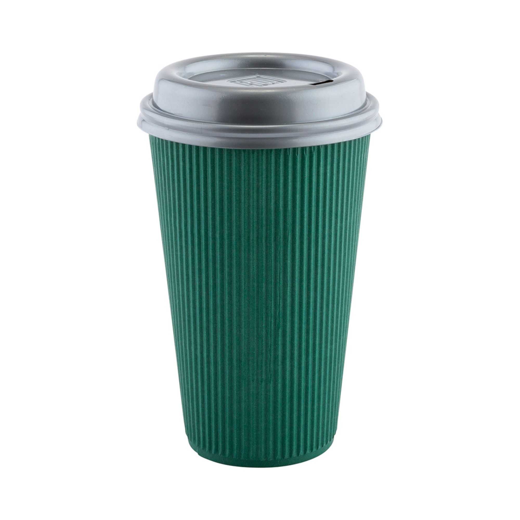 Restpresso 16 oz Forest Green Paper Coffee Cup - Ripple Wall - 3 1/2" x 3 1/2" x 5 1/2" - 500 count box