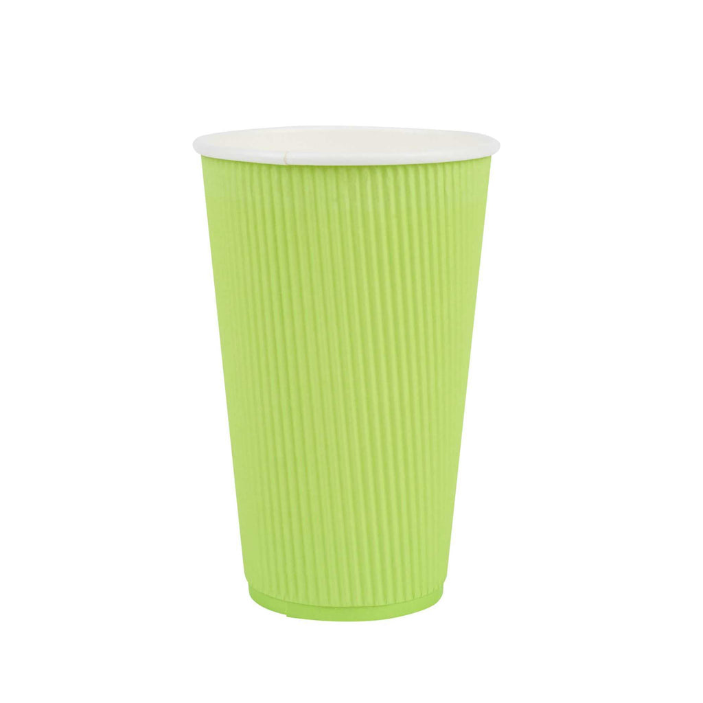 Restpresso 16 oz Eco Green Paper Coffee Cup - Ripple Wall - 3 1/2" x 3 1/2" x 5 1/2" - 500 count box