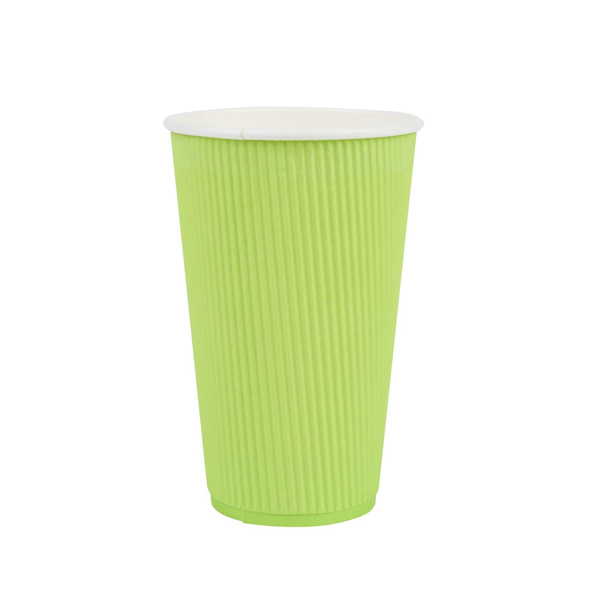 Restpresso 16 oz Eco Green Paper Coffee Cup - Ripple Wall - 3 1/2" x 3 1/2" x 5 1/2" - 500 count box