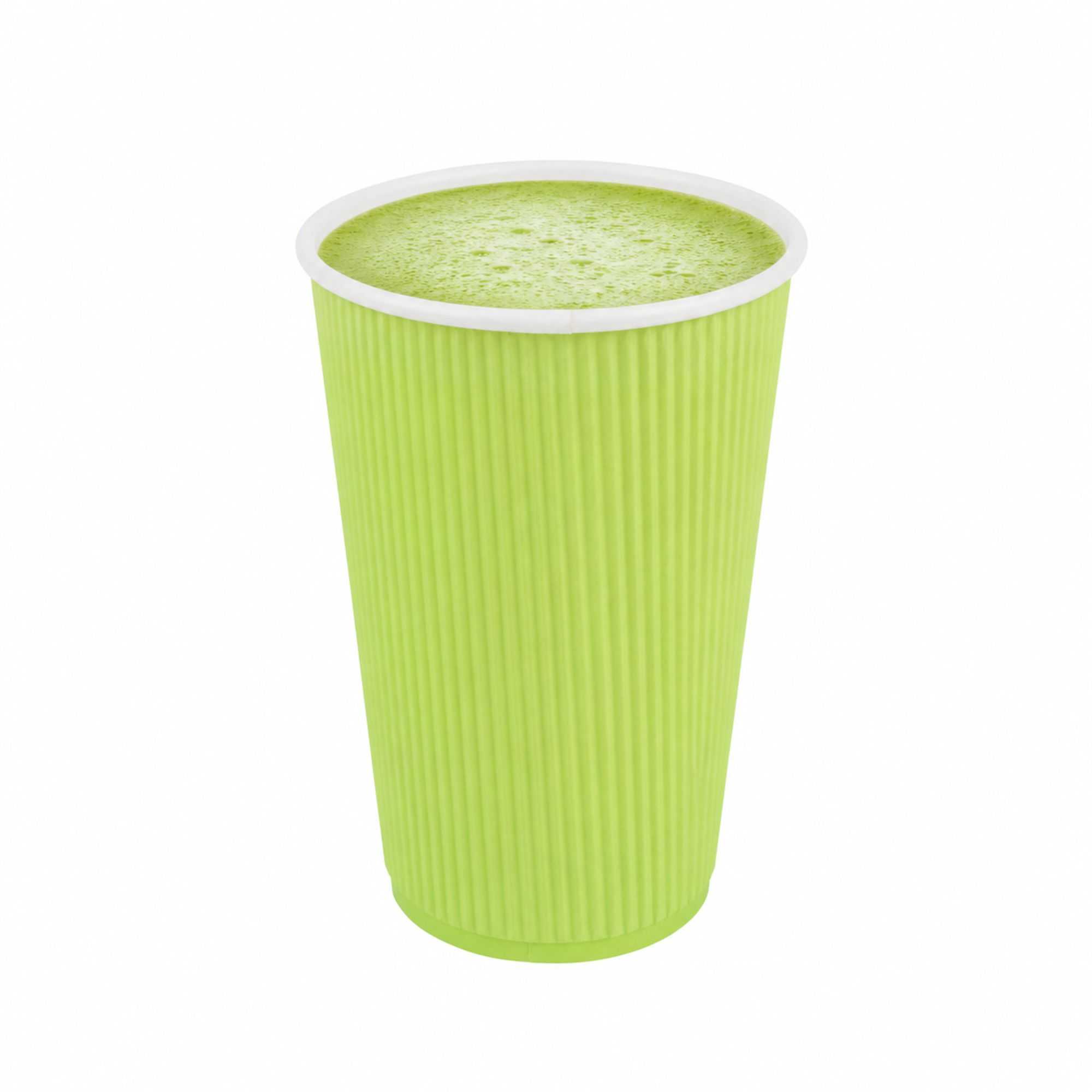 Restpresso 16 oz Eco Green Paper Coffee Cup - Ripple Wall - 3 1/2" x 3 1/2" x 5 1/2" - 500 count box