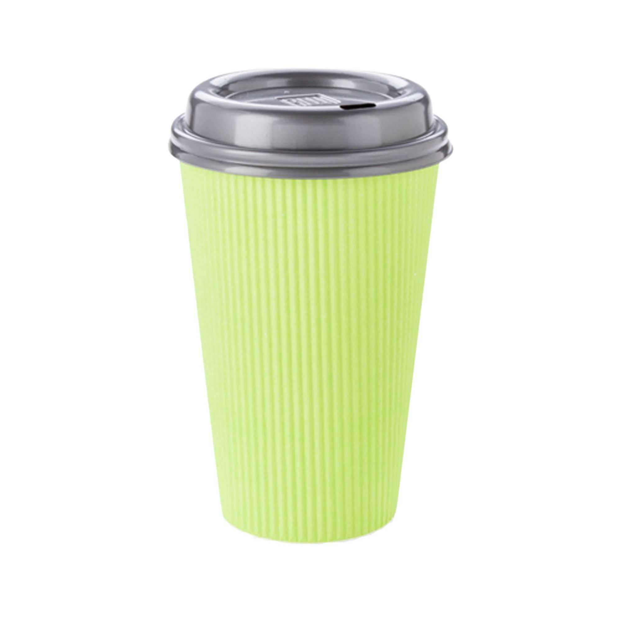 Restpresso 16 oz Eco Green Paper Coffee Cup - Ripple Wall - 3 1/2" x 3 1/2" x 5 1/2" - 500 count box