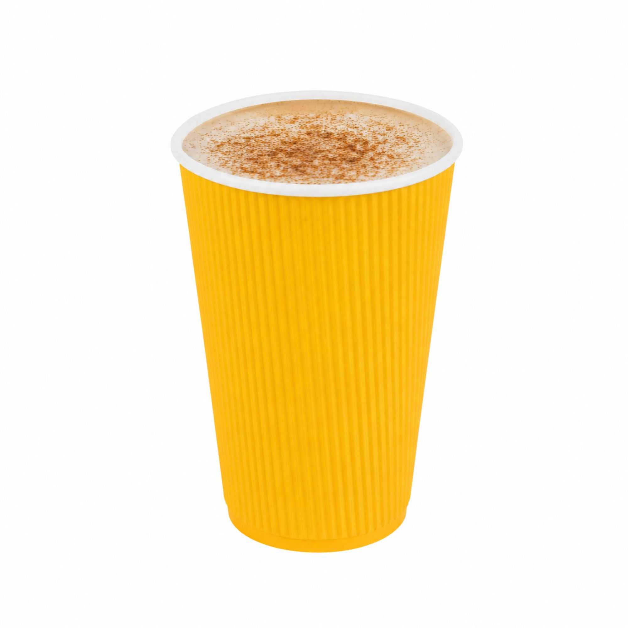 Restpresso 16 oz Yellow Paper Coffee Cup - Ripple Wall - 3 1/2" x 3 1/2" x 5 1/2" - 500 count box