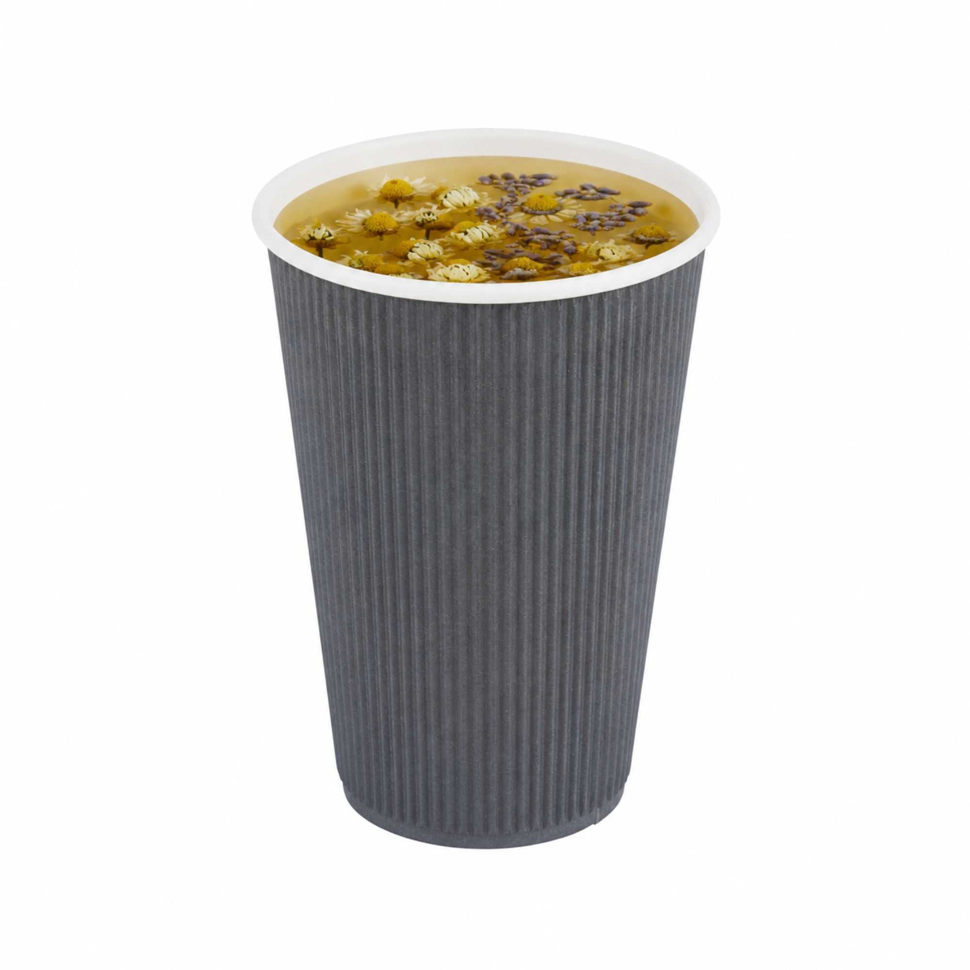 Restpresso 16 oz Gray Paper Coffee Cup - Ripple Wall - 3 1/2" x 3 1/2" x 5 1/2" - 25 count box