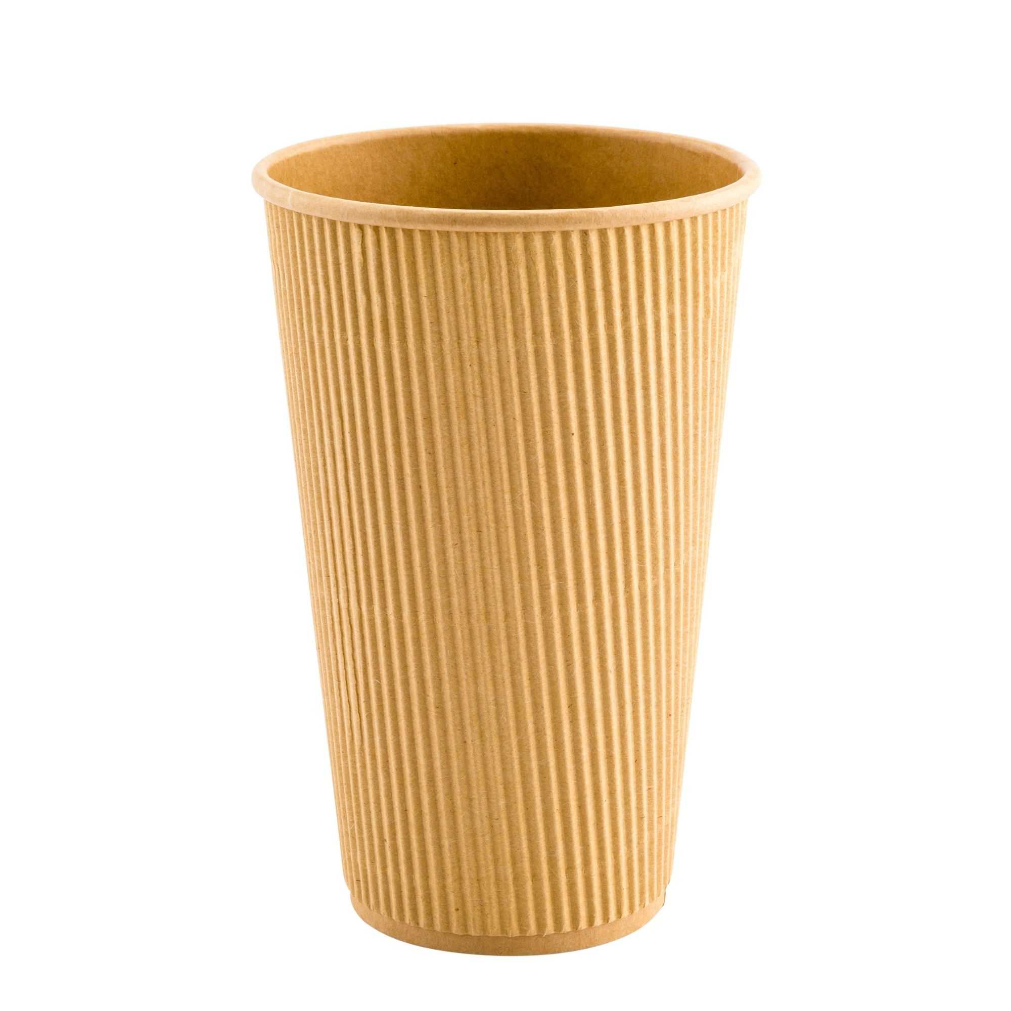 Restpresso 16 oz Kraft Paper Coffee Cup - Ripple Wall - 3 1/2" x 3 1/2" x 5 1/2" - 500 count box