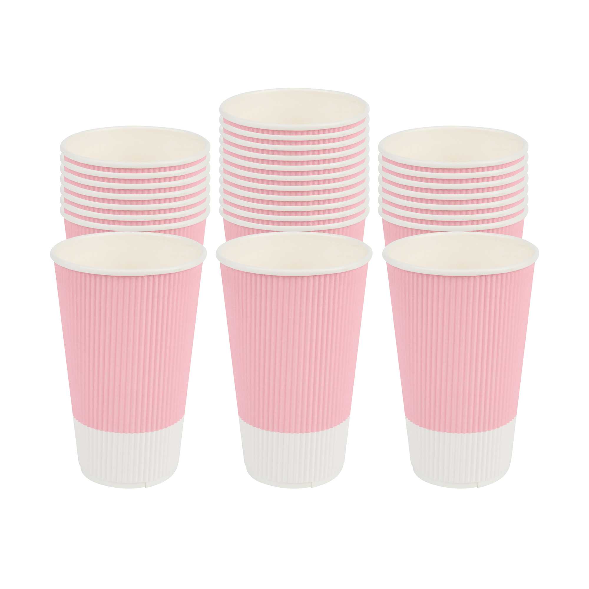 Restpresso 16 oz Light Pink Paper Coffee Cup - Ripple Wall - 3 1/2" x 3 1/2" x 5 1/2" - 500 count box
