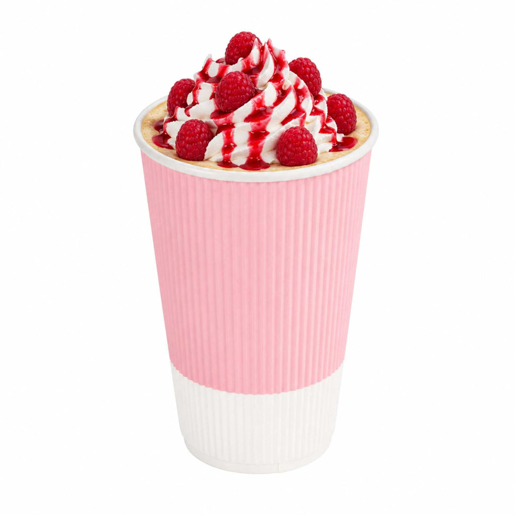 Restpresso 16 oz Light Pink Paper Coffee Cup - Ripple Wall - 3 1/2" x 3 1/2" x 5 1/2" - 500 count box