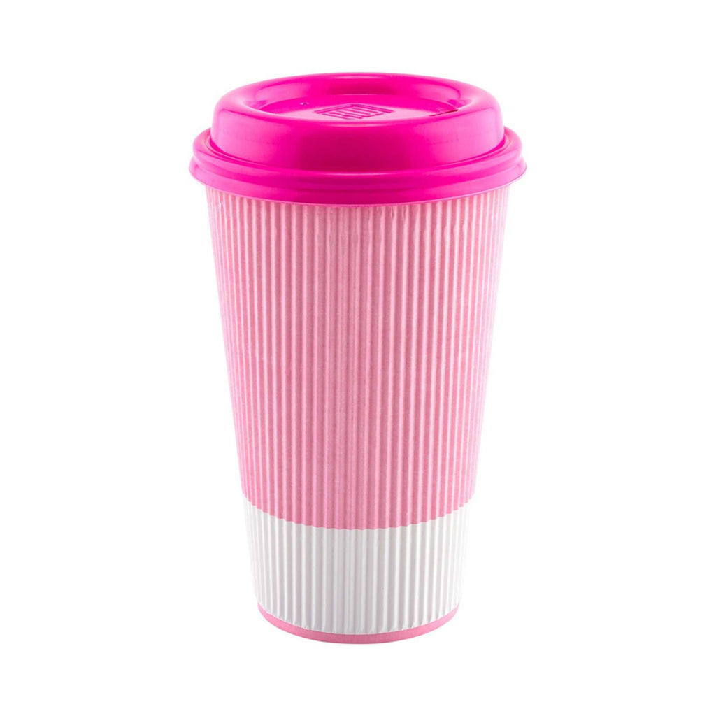 Restpresso 16 oz Light Pink Paper Coffee Cup - Ripple Wall - 3 1/2" x 3 1/2" x 5 1/2" - 500 count box