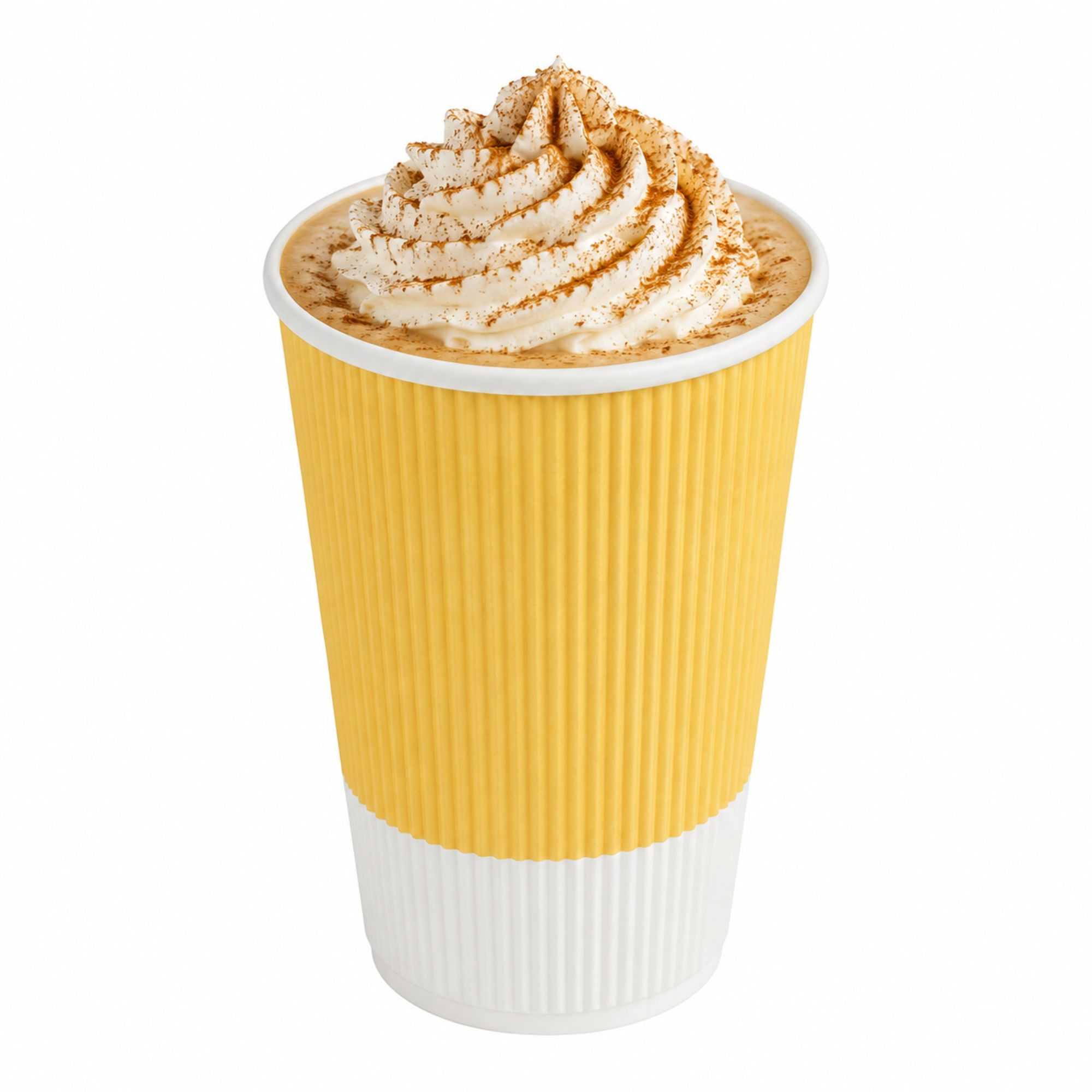 Restpresso 16 oz Light Yellow Paper Coffee Cup - Ripple Wall - 3 1/2" x 3 1/2" x 5 1/2" - 25 count box
