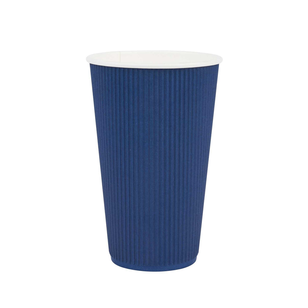 Restpresso 16 oz Midnight Blue Paper Coffee Cup - Ripple Wall - 3 1/2" x 3 1/2" x 5 1/2" - 500 count box