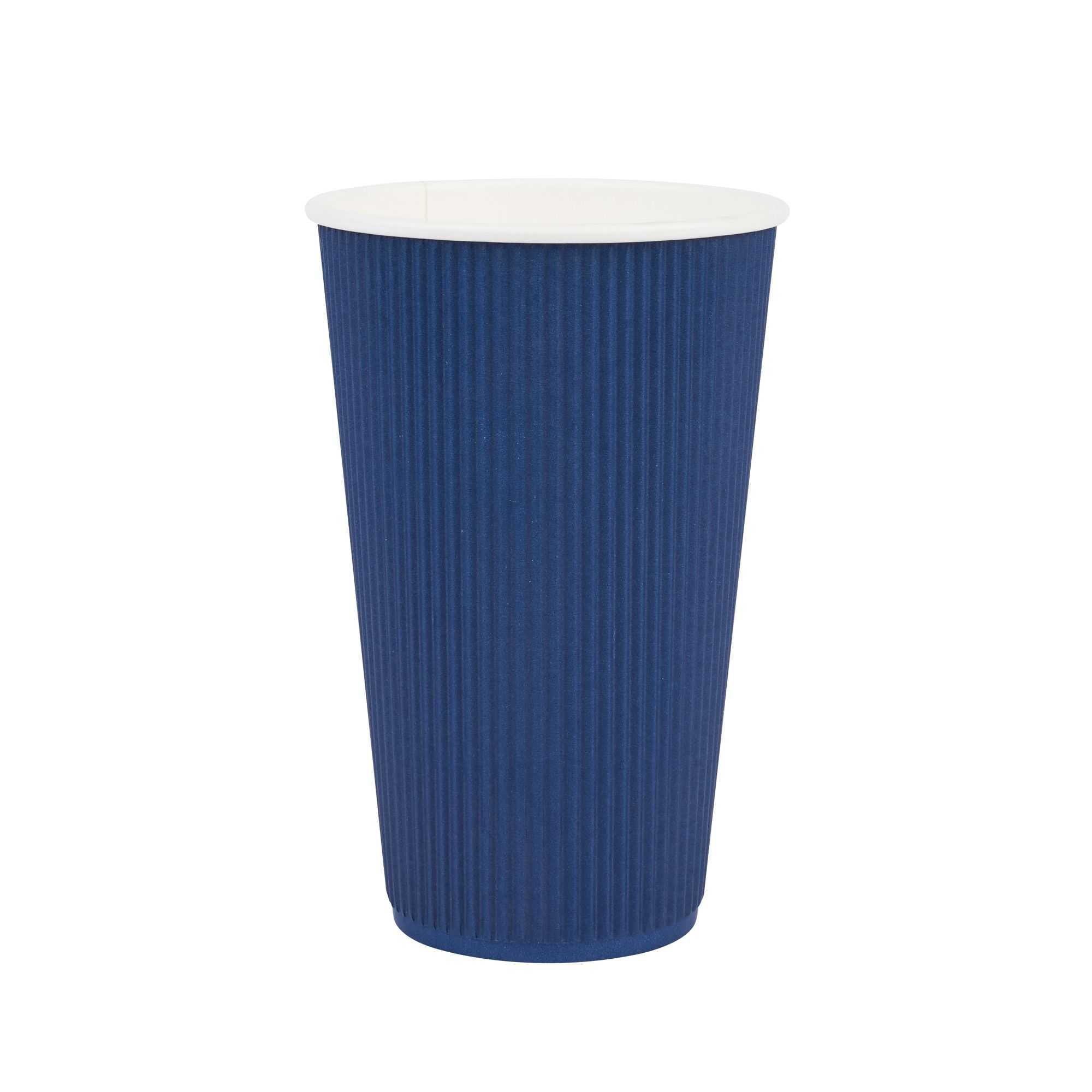 Restpresso 16 oz Midnight Blue Paper Coffee Cup - Ripple Wall - 3 1/2" x 3 1/2" x 5 1/2" - 500 count box