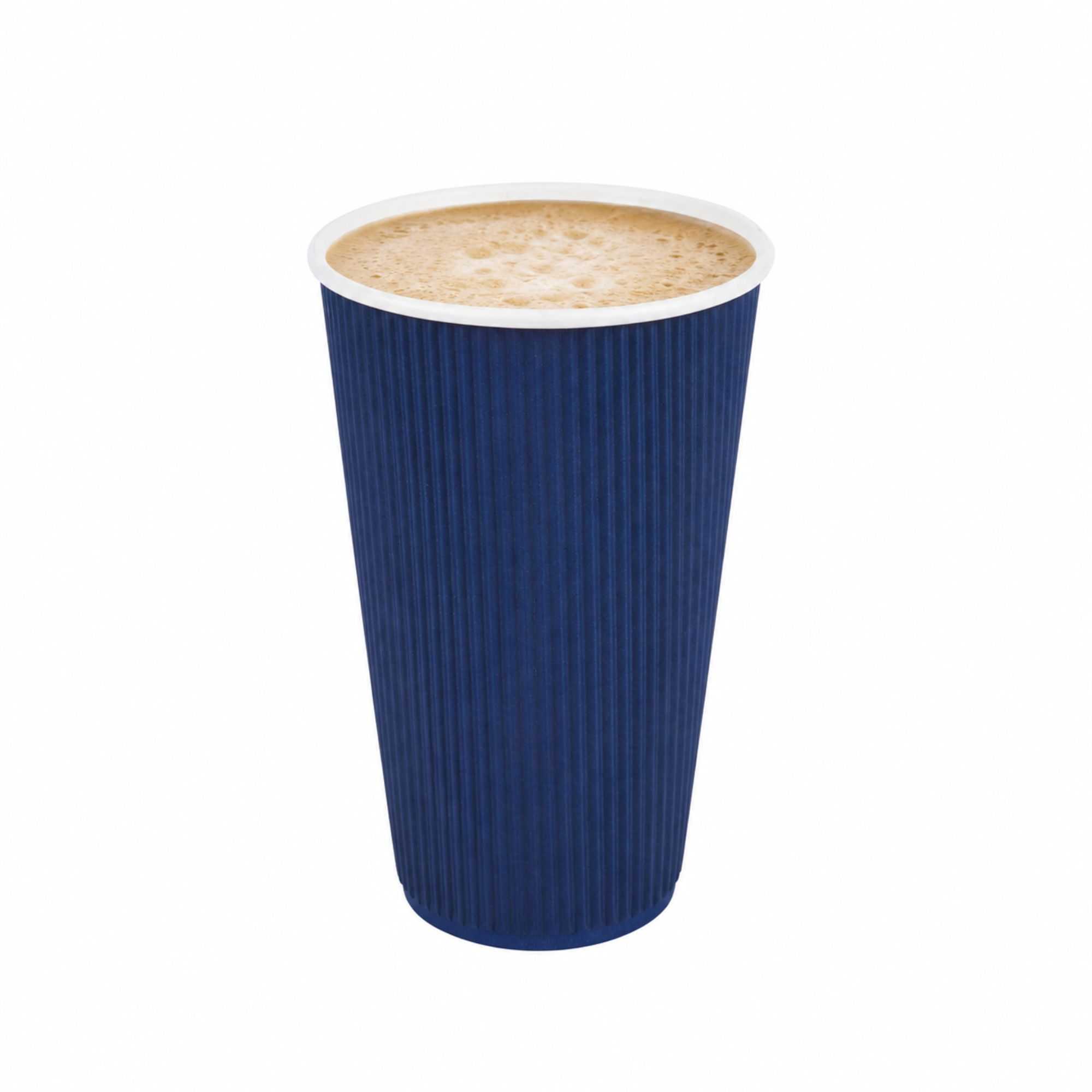 Restpresso 16 oz Midnight Blue Paper Coffee Cup - Ripple Wall - 3 1/2" x 3 1/2" x 5 1/2" - 25 count box