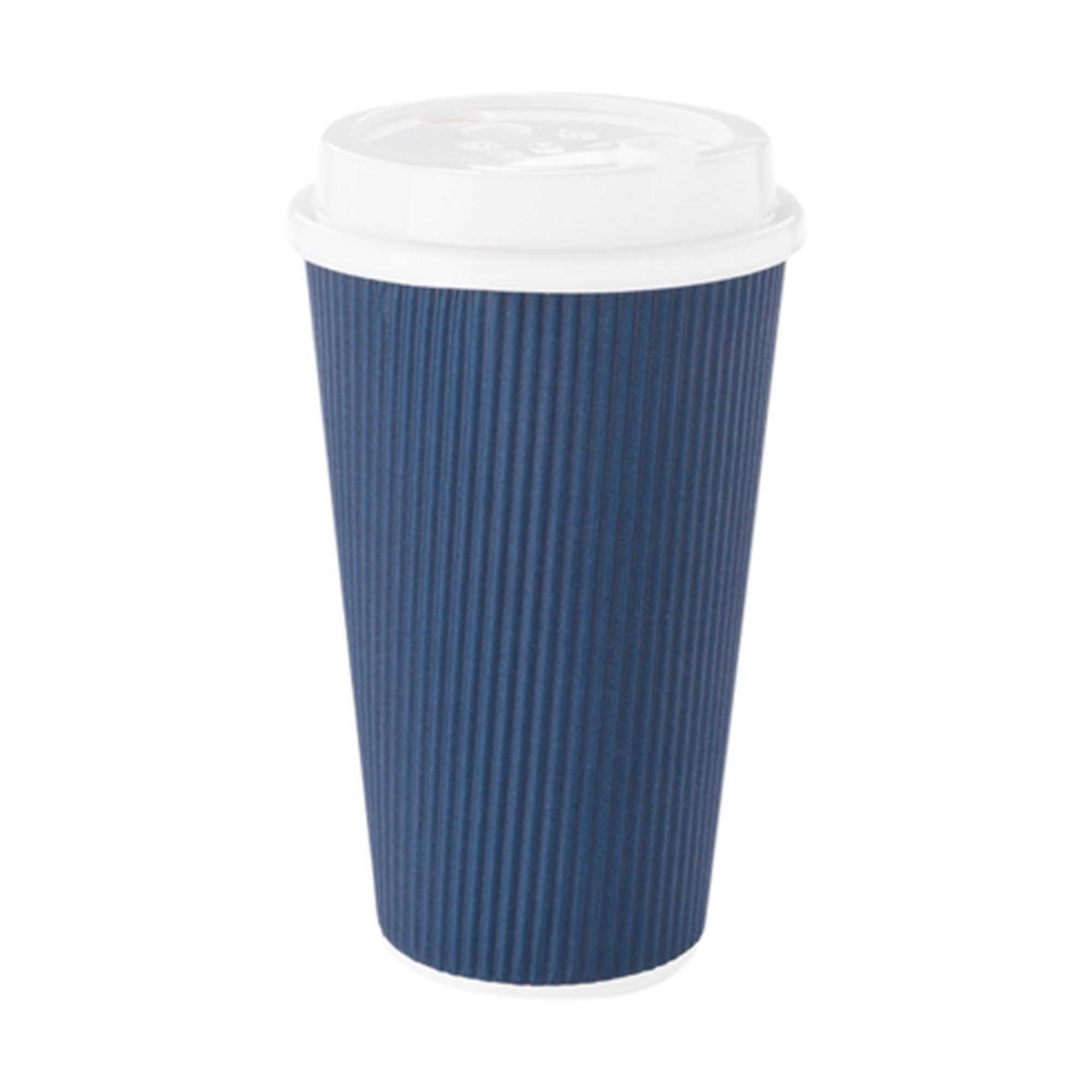 Restpresso 16 oz Midnight Blue Paper Coffee Cup - Ripple Wall - 3 1/2" x 3 1/2" x 5 1/2" - 500 count box