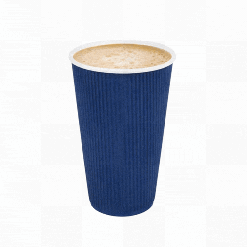 Restpresso 16 oz Midnight Blue Paper Coffee Cup - Ripple Wall - 3 1/2" x 3 1/2" x 5 1/2" - 500 count box