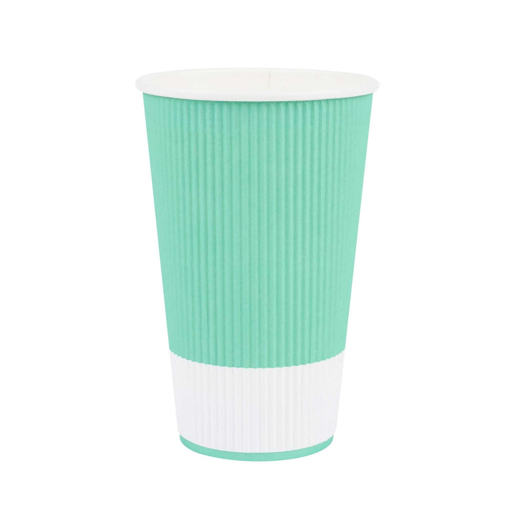 Restpresso 16 oz Light Green Paper Coffee Cup - Ripple Wall - 3 1/2" x 3 1/2" x 5 1/2" - 25 count box