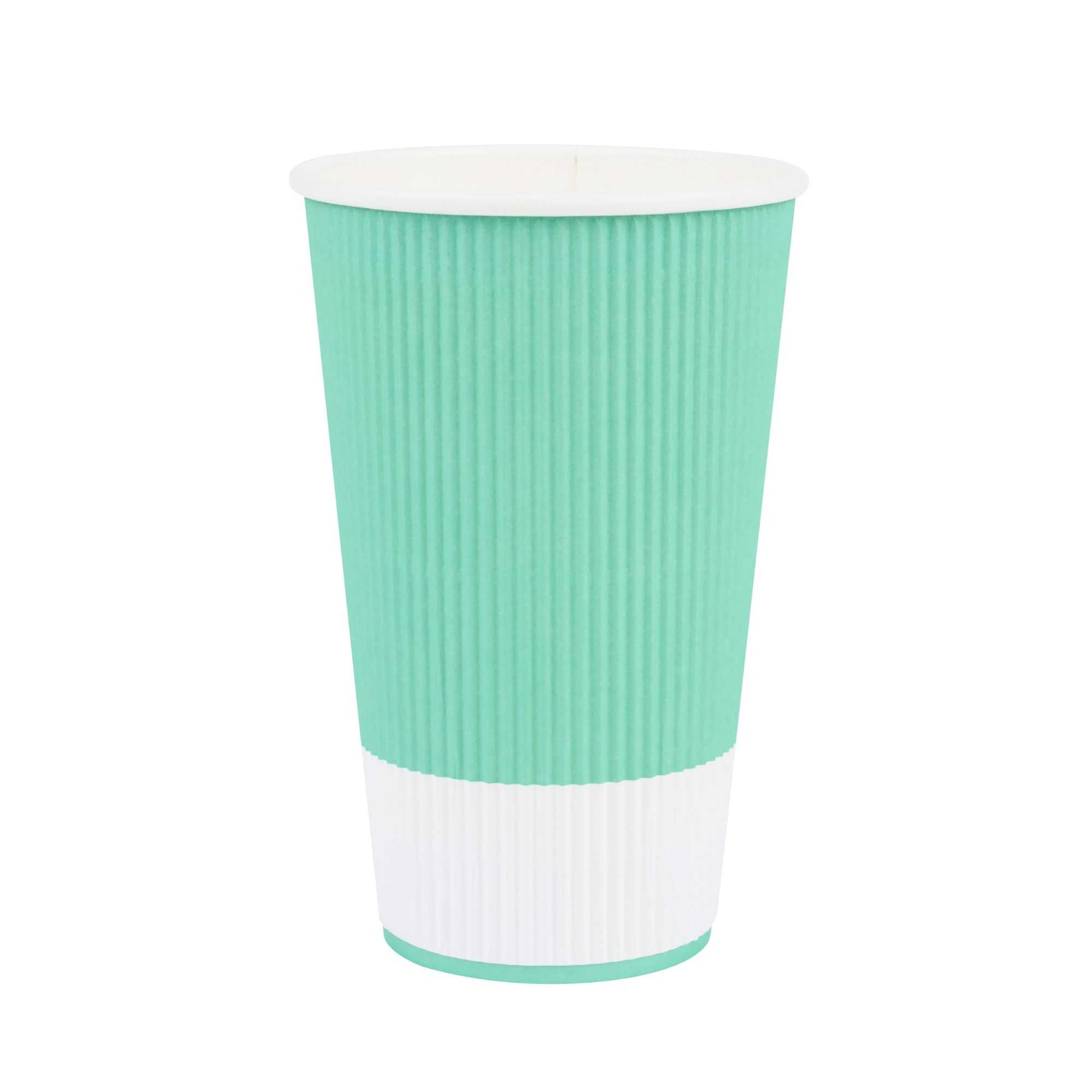Restpresso 16 oz Light Green Paper Coffee Cup - Ripple Wall - 3 1/2" x 3 1/2" x 5 1/2" - 25 count box