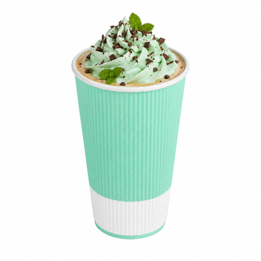Restpresso 16 oz Light Green Paper Coffee Cup - Ripple Wall - 3 1/2" x 3 1/2" x 5 1/2" - 25 count box