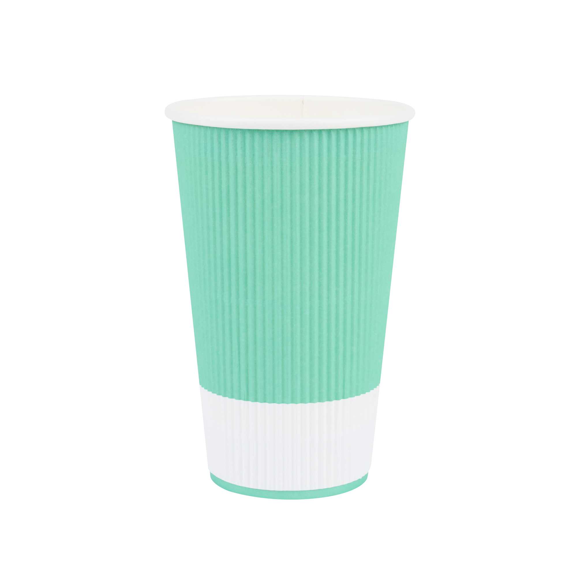 Restpresso 16 oz Light Green Paper Coffee Cup - Ripple Wall - 3 1/2" x 3 1/2" x 5 1/2" - 25 count box