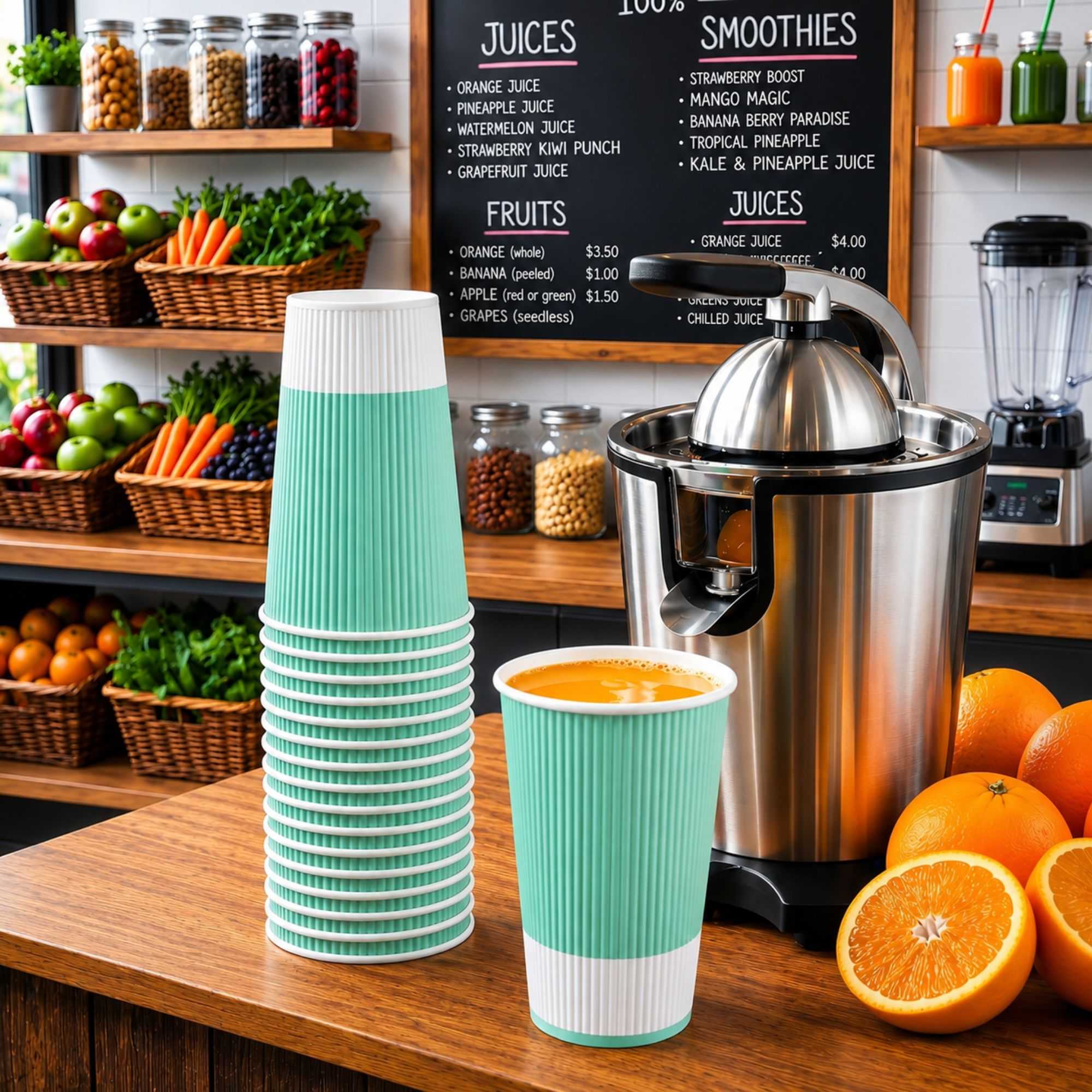 Restpresso 16 oz Light Green Paper Coffee Cup - Ripple Wall - 3 1/2" x 3 1/2" x 5 1/2" - 25 count box