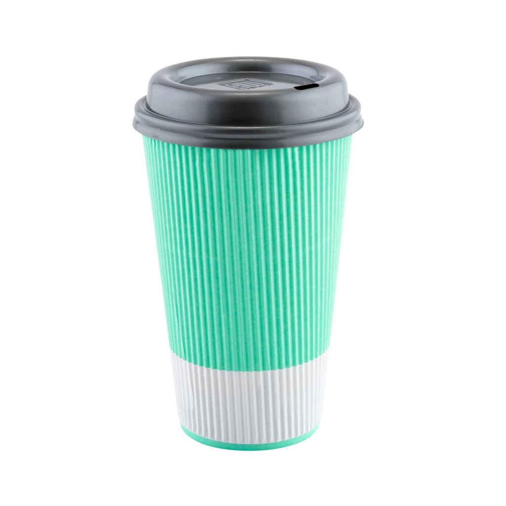 Restpresso 16 oz Light Green Paper Coffee Cup - Ripple Wall - 3 1/2" x 3 1/2" x 5 1/2" - 500 count box
