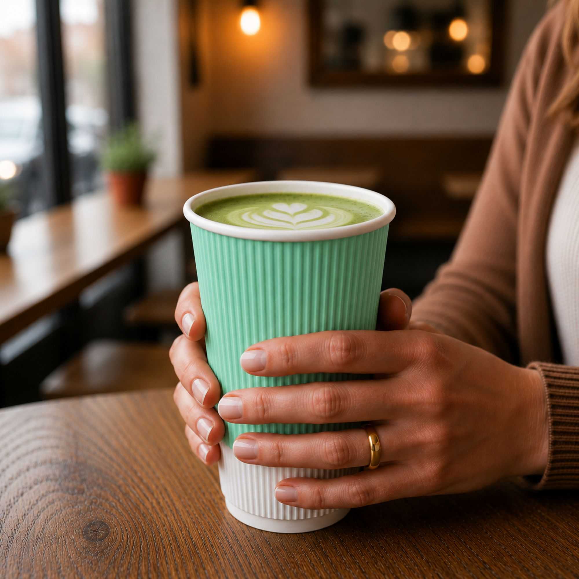 Restpresso 16 oz Light Green Paper Coffee Cup - Ripple Wall - 3 1/2" x 3 1/2" x 5 1/2" - 500 count box