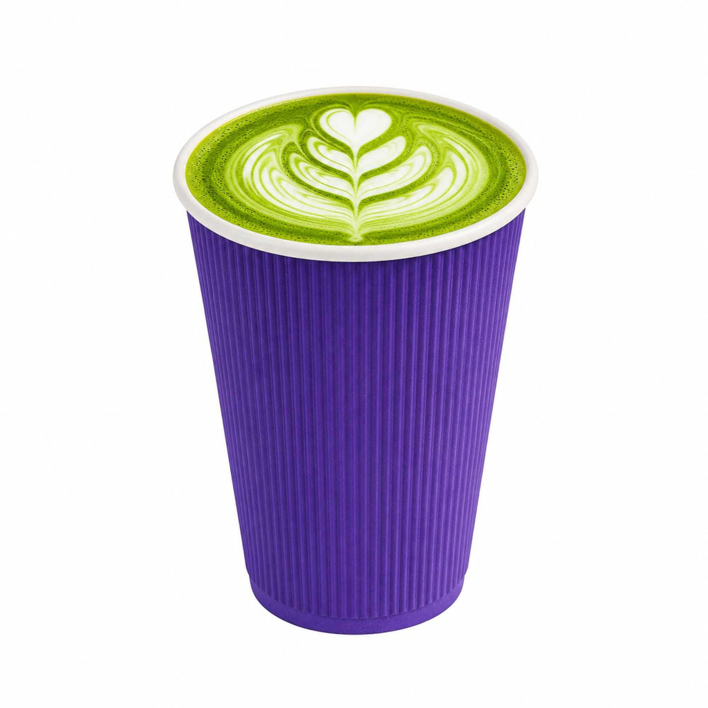Restpresso 16 oz Royal Purple Paper Coffee Cup - Ripple Wall - 3 1/2" x 3 1/2" x 5 1/2" - 500 count box