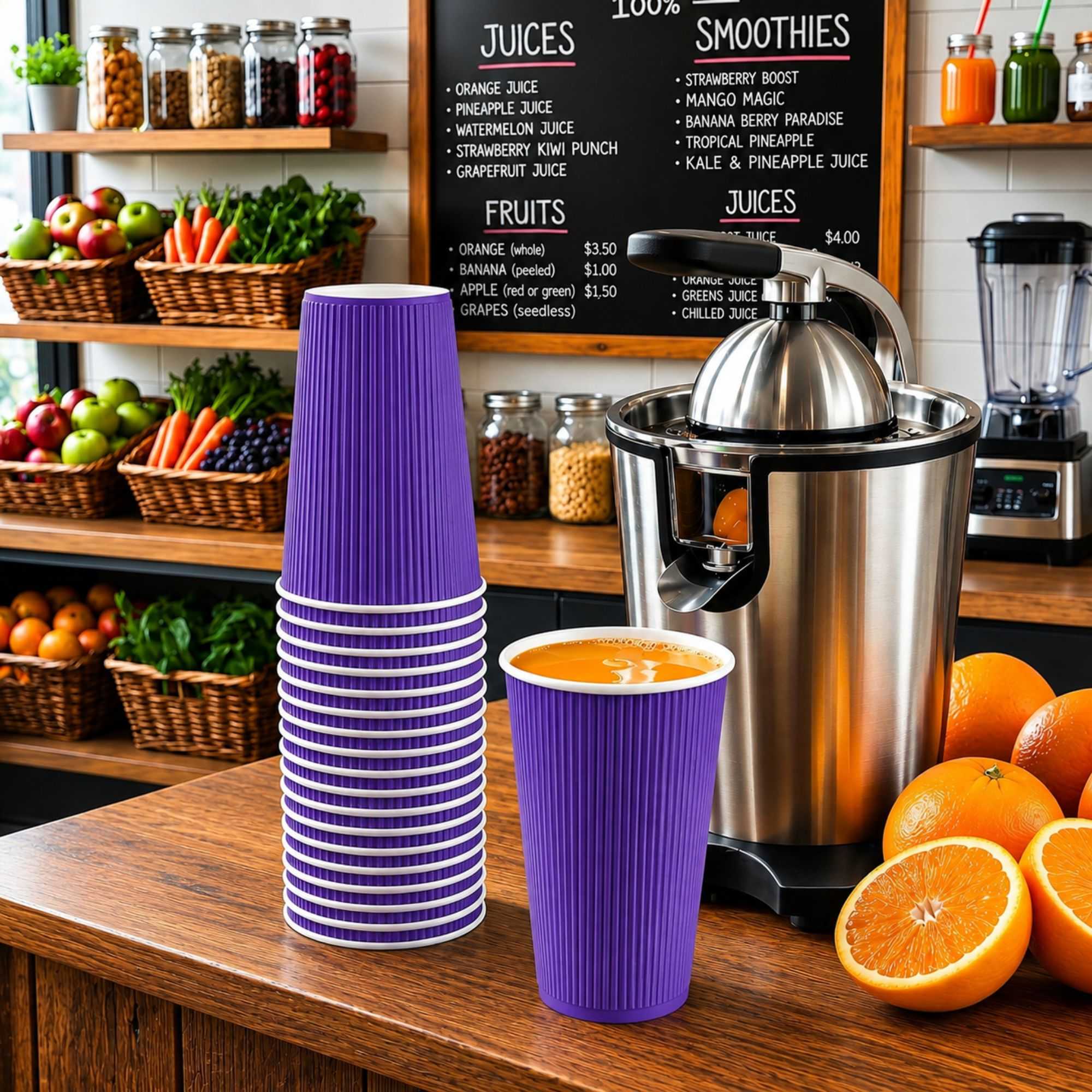 Restpresso 16 oz Royal Purple Paper Coffee Cup - Ripple Wall - 3 1/2" x 3 1/2" x 5 1/2" - 500 count box