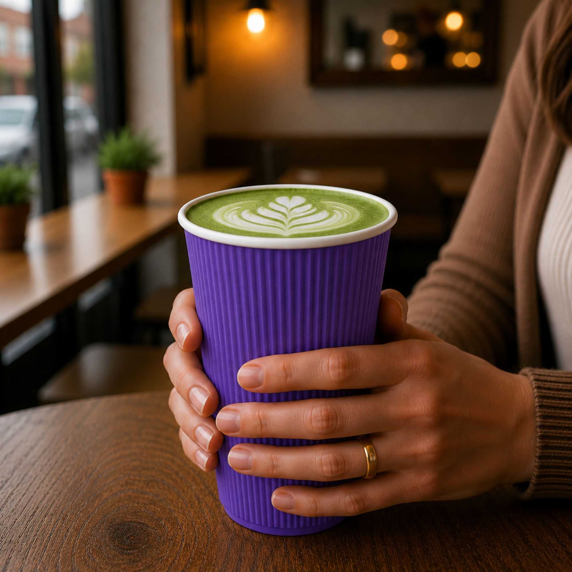 Restpresso 16 oz Royal Purple Paper Coffee Cup - Ripple Wall - 3 1/2" x 3 1/2" x 5 1/2" - 500 count box
