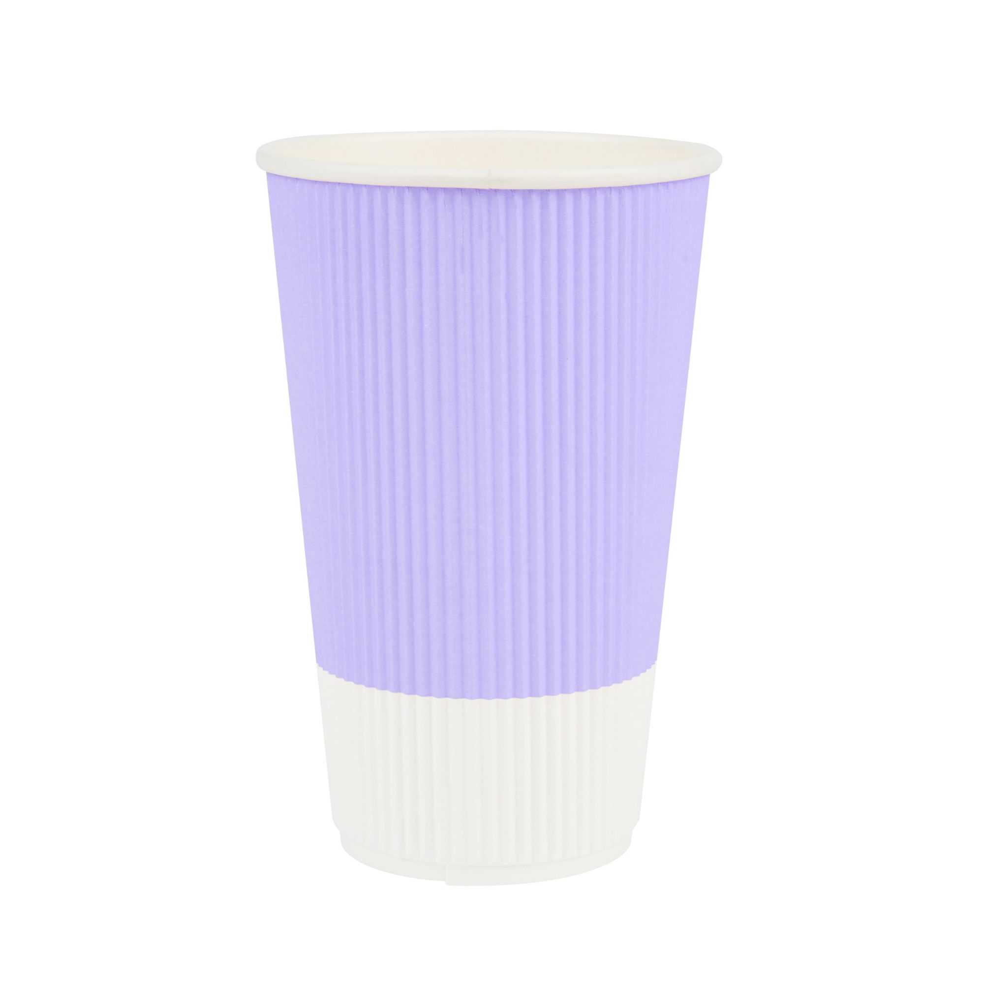 Restpresso 16 oz Light Purple Paper Coffee Cup - Ripple Wall - 3 1/2" x 3 1/2" x 5 1/2" - 25 count box