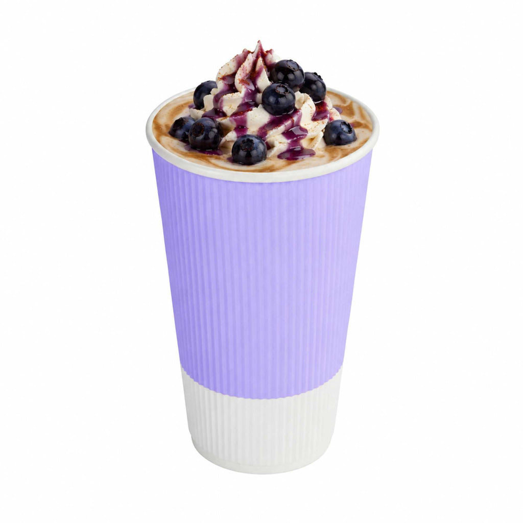 Restpresso 16 oz Light Purple Paper Coffee Cup - Ripple Wall - 3 1/2" x 3 1/2" x 5 1/2" - 25 count box