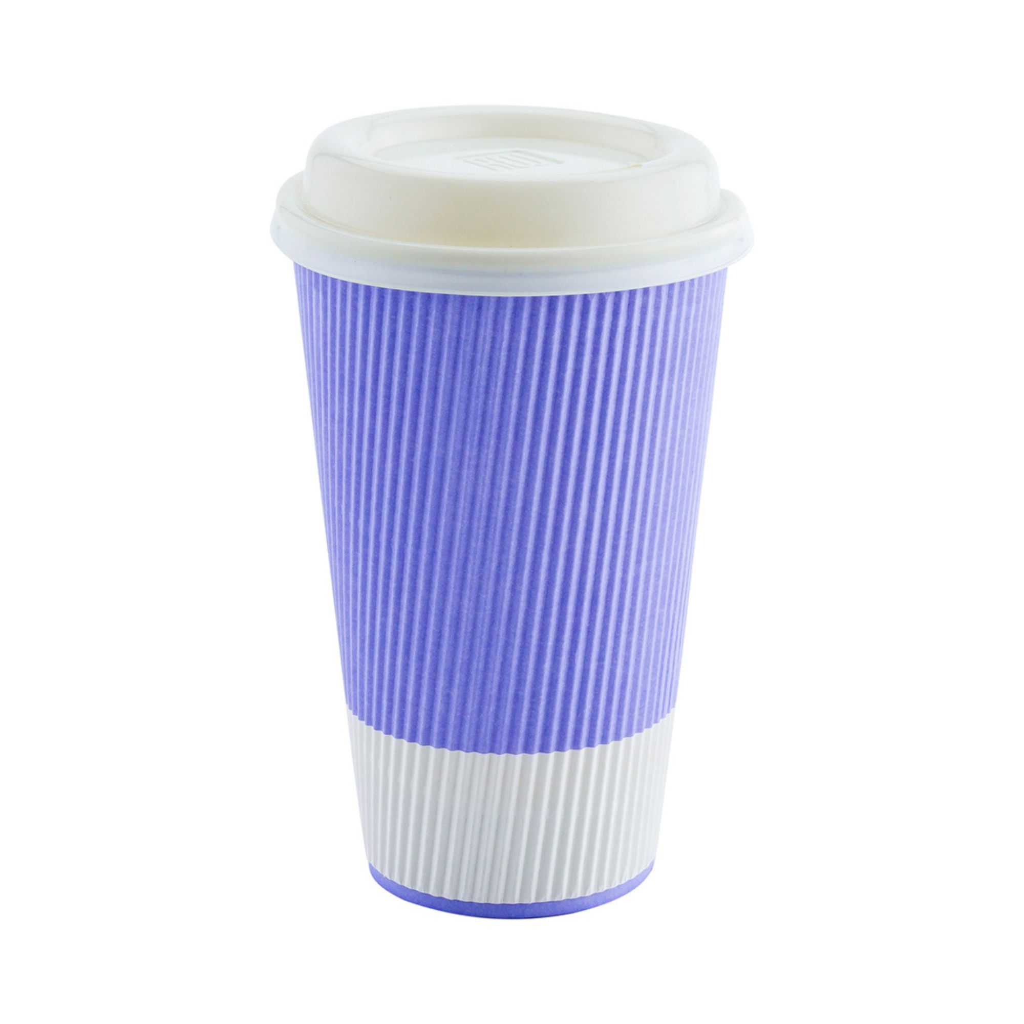 Restpresso 16 oz Light Purple Paper Coffee Cup - Ripple Wall - 3 1/2" x 3 1/2" x 5 1/2" - 25 count box