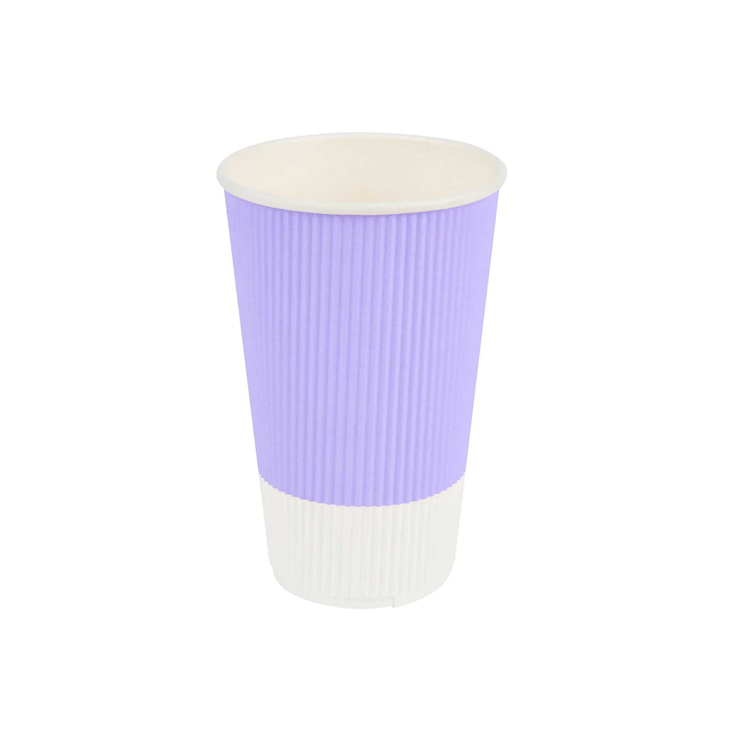 Restpresso 16 oz Light Purple Paper Coffee Cup - Ripple Wall - 3 1/2" x 3 1/2" x 5 1/2" - 25 count box
