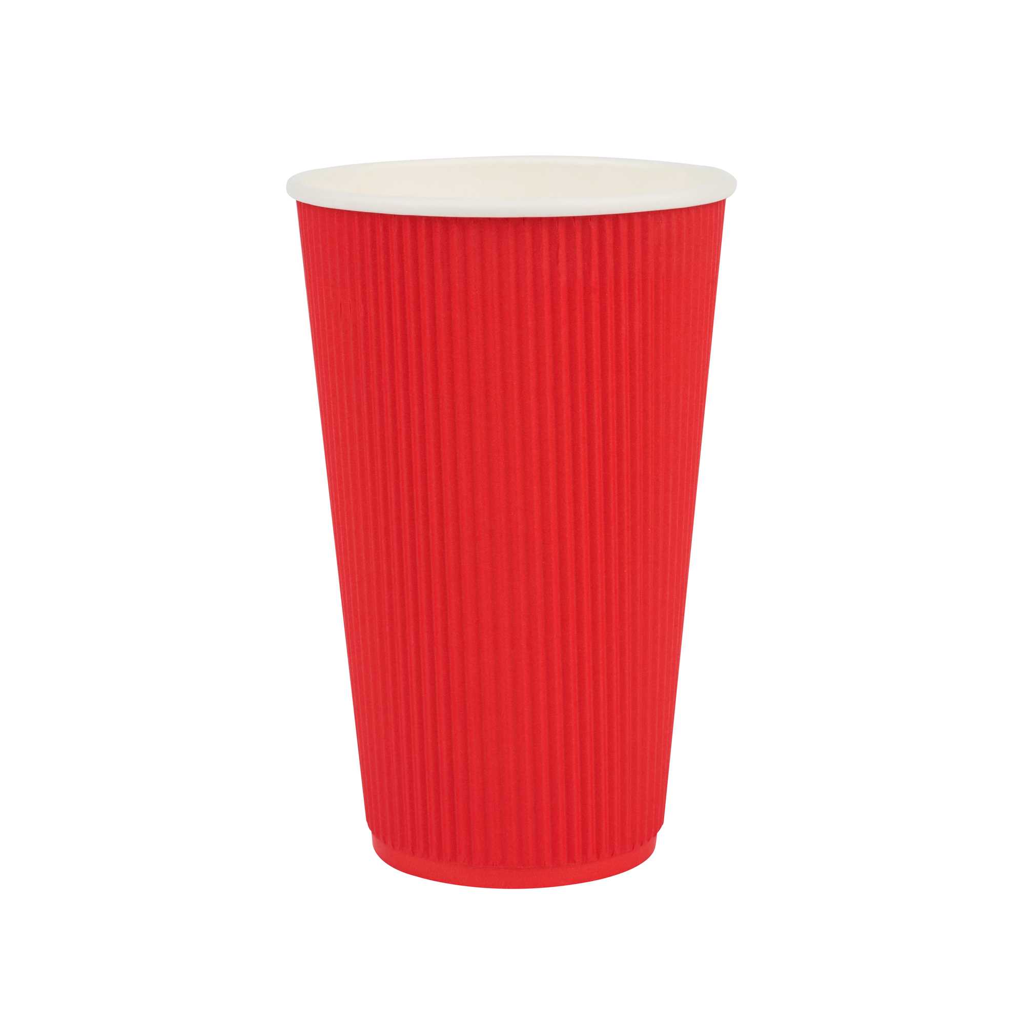 Restpresso 16 oz Red Paper Coffee Cup - Ripple Wall - 3 1/2" x 3 1/2" x 5 1/2" - 25 count box