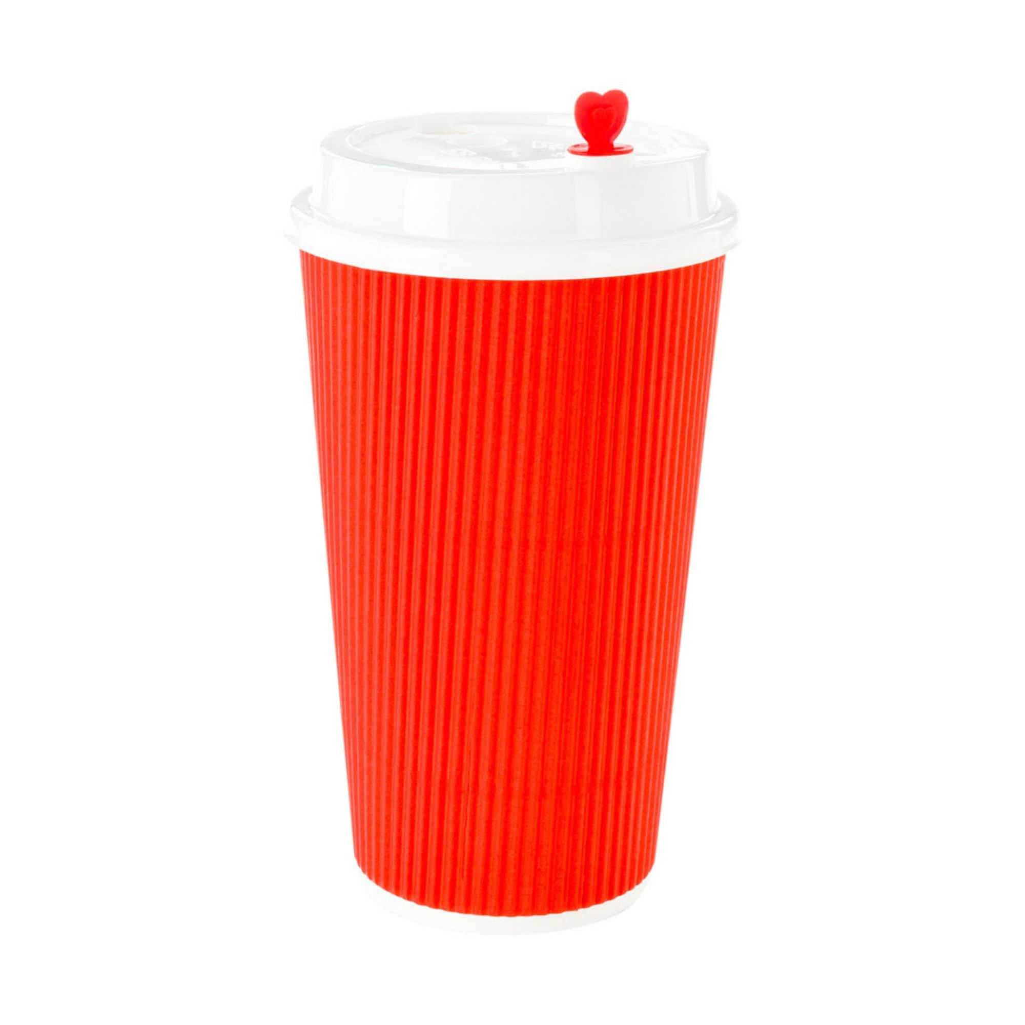 Restpresso 16 oz Red Paper Coffee Cup - Ripple Wall - 3 1/2" x 3 1/2" x 5 1/2" - 500 count box