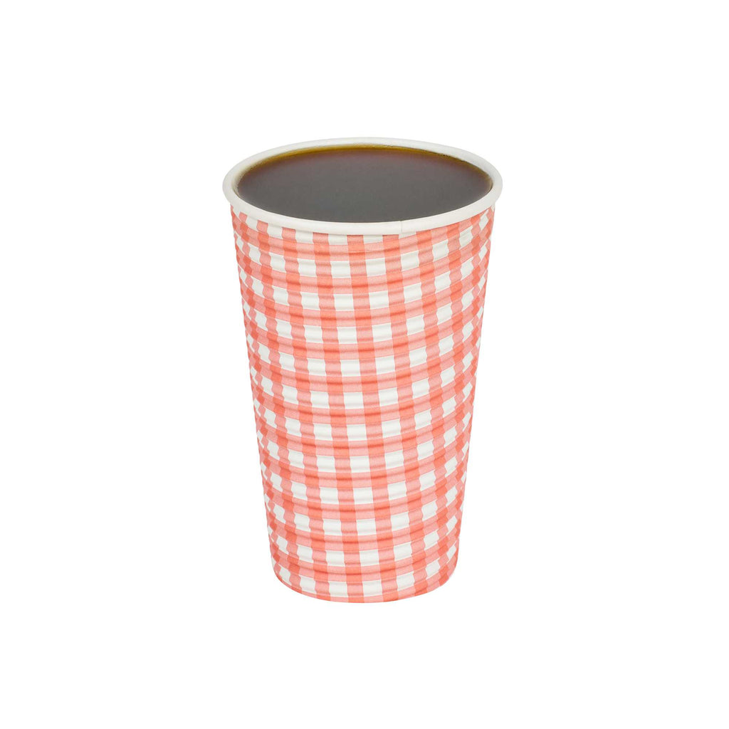 Restpresso 16 oz Picnic Print Paper Coffee Cup - Spiral Wall - 3 1/2" x 3 1/2" x 5 1/2" - 500 count box