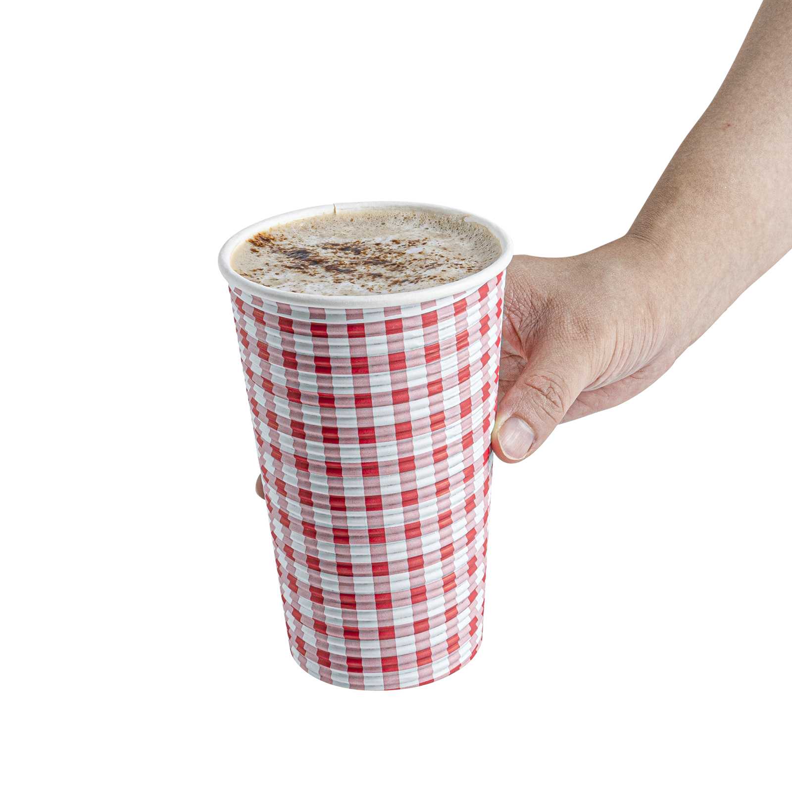 Restpresso 16 oz Picnic Print Paper Coffee Cup - Spiral Wall - 3 1/2" x 3 1/2" x 5 1/2" - 25 count box