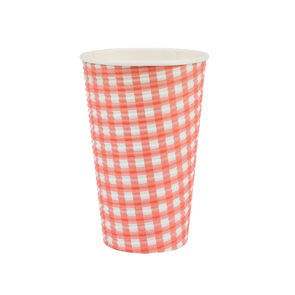 Restpresso 16 oz Picnic Print Paper Coffee Cup - Spiral Wall - 3 1/2" x 3 1/2" x 5 1/2" - 25 count box